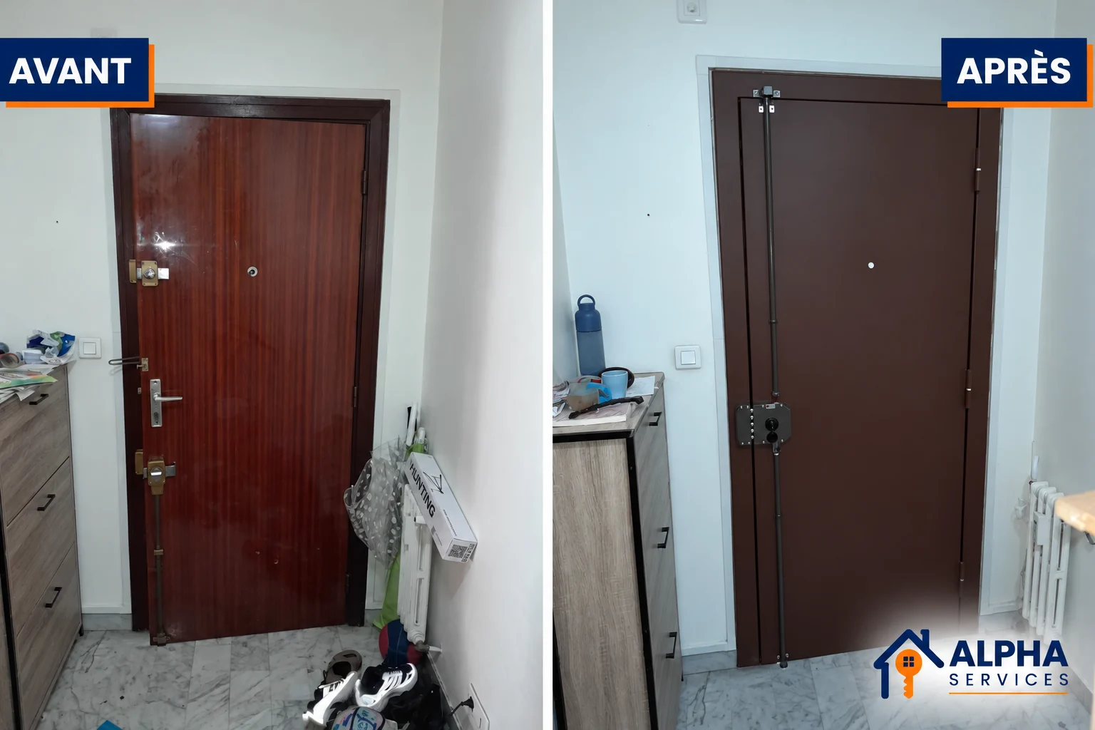 Blindage de porte avec serrure multipoints boulevard Gabriel-Péri à Sannois